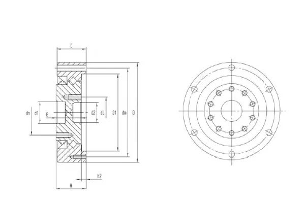 CSD系列諧波減速機用交叉滾子軸承結構圖